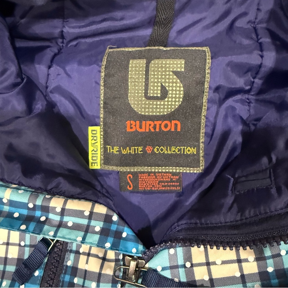 Burton The White Collection Blue Plaid DryRide Ski Snowboard Jacket - Picture 6 of 10
